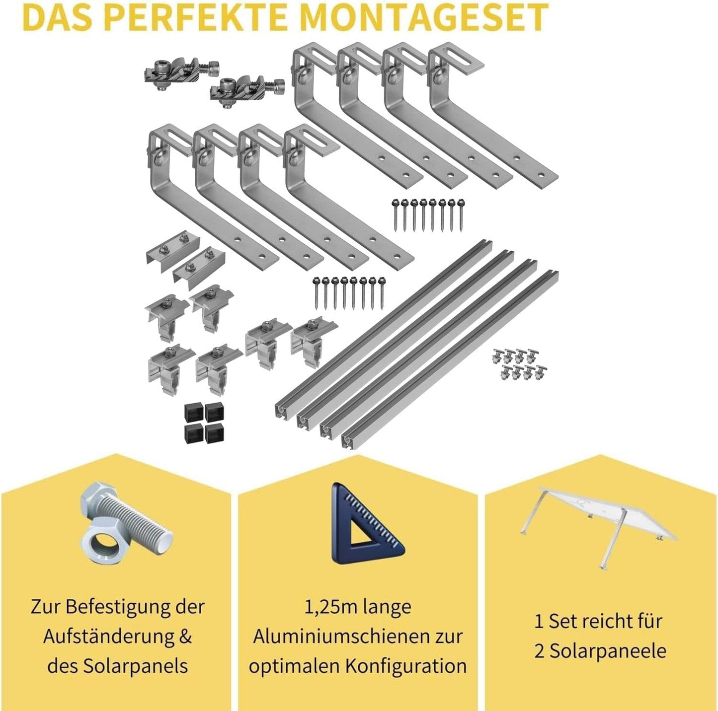 Avoltik Montageset Bitumendach für 2 oder 4 Paneele in Silber oder Schwarz