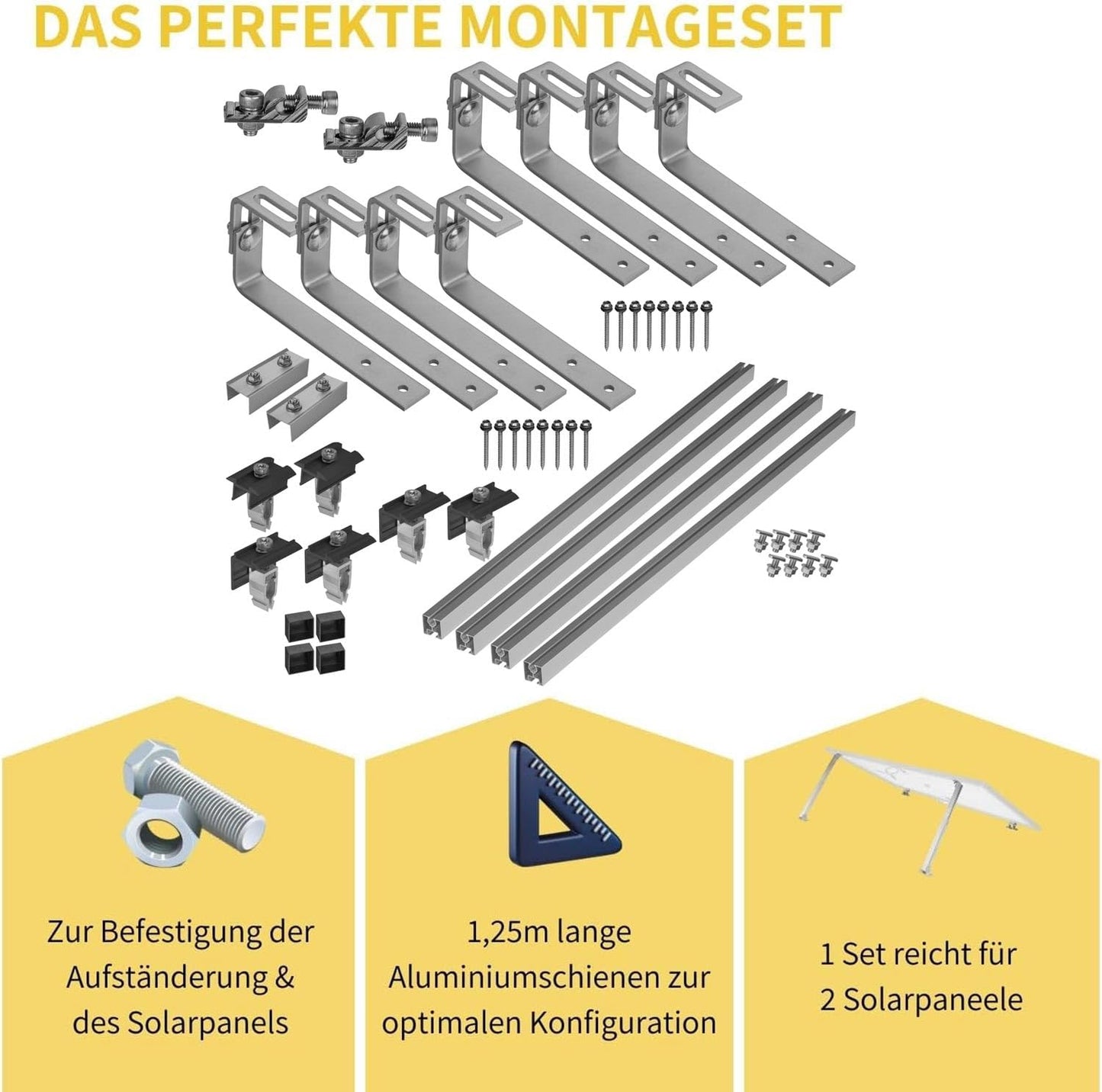 Avoltik Montageset Bitumendach für 2 oder 4 Paneele in Silber oder Schwarz