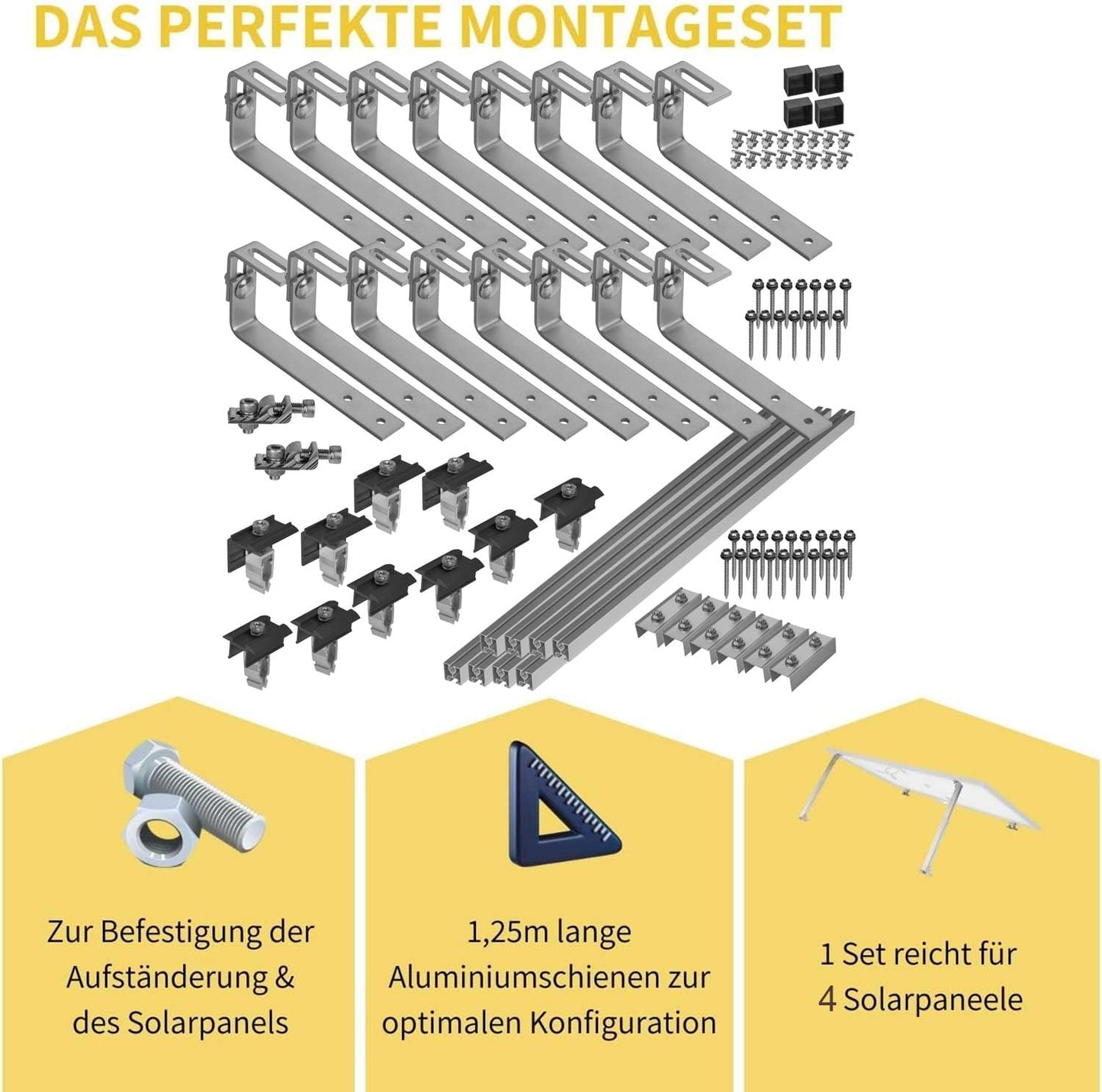 Avoltik Montageset Bitumendach für 2 oder 4 Paneele in Silber oder Schwarz