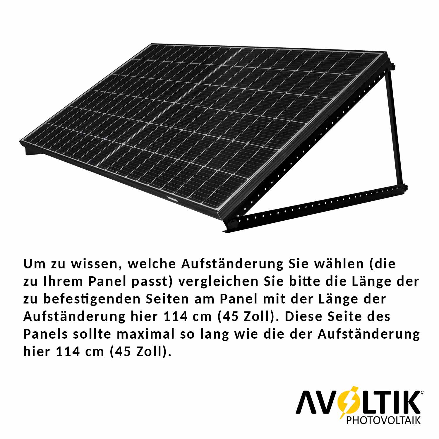 Avoltik Solarpanel-Aufsteller 45 Zoll 114 cm Schwarz Hinweise