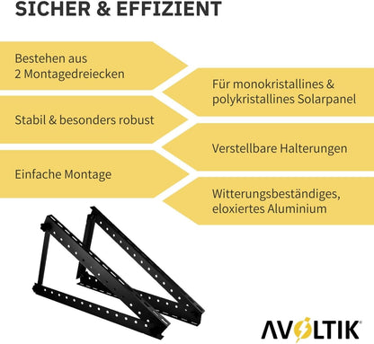 Avoltik Solarpanel-Aufsteller 45 Zoll 114 cm Schwarz Sicher & Effizient