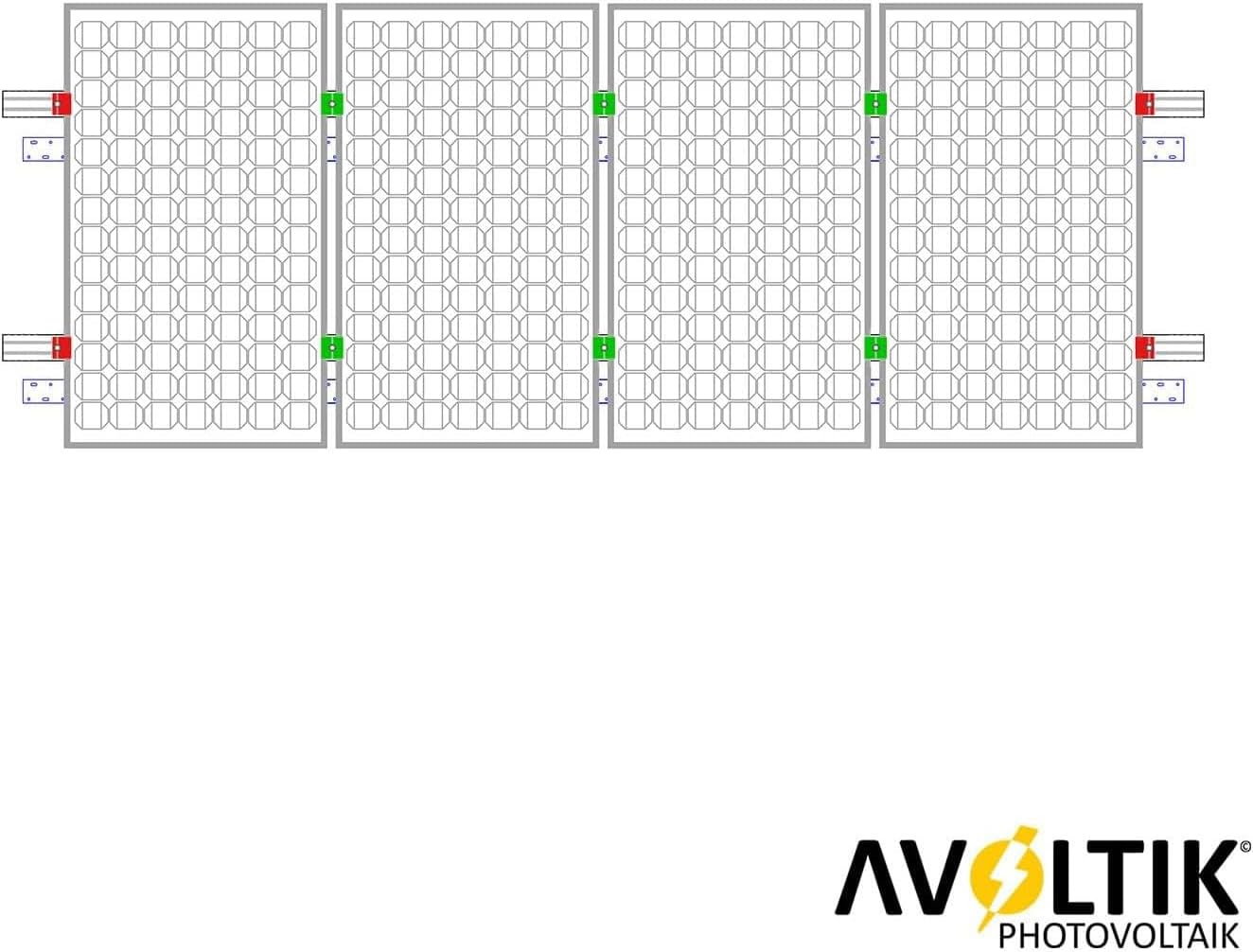Avoltik Stockschrauben Blechdach Montageset für 1-4 Solarmodule, Klemmen in Silber oder Schwarz
