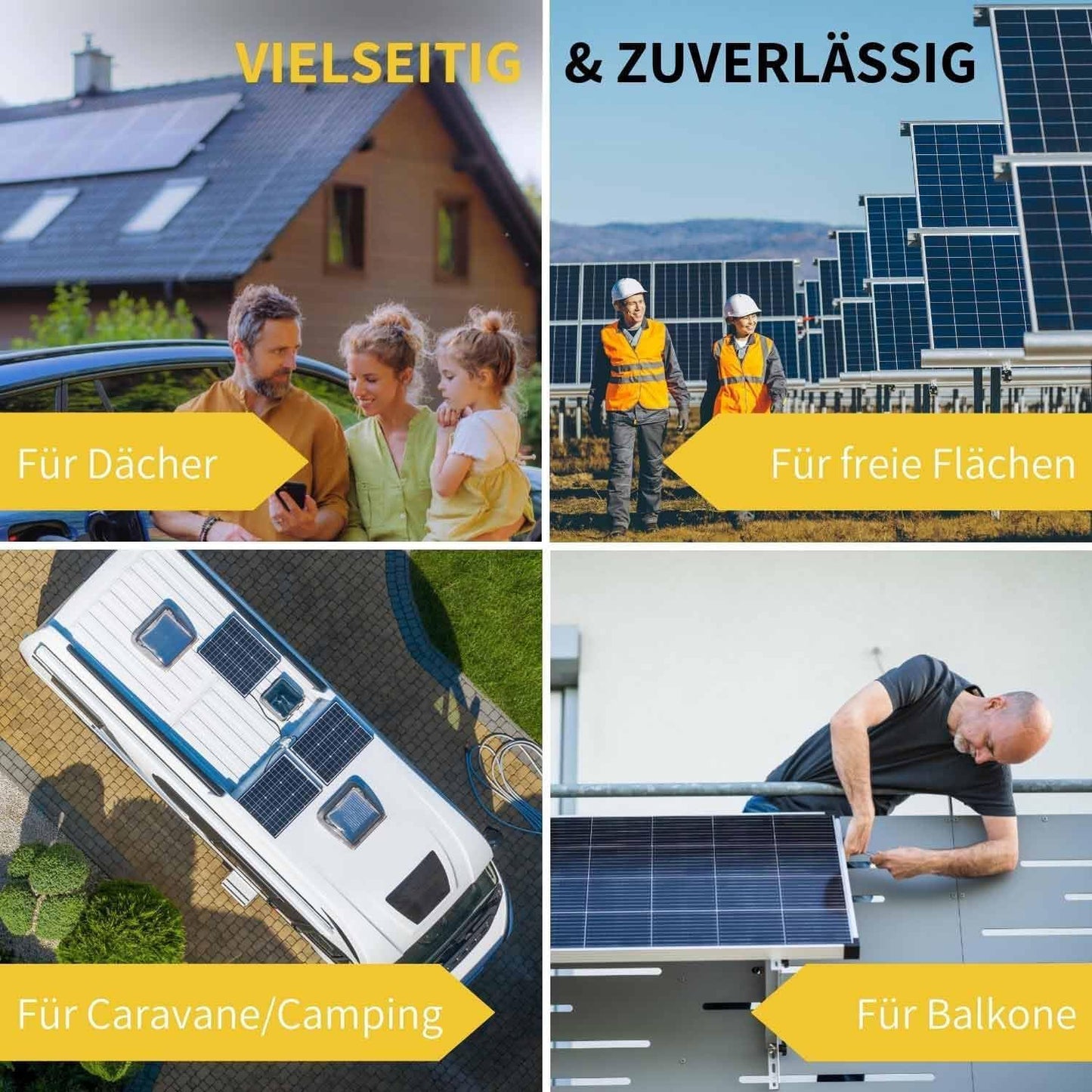 Avoltik Stockschrauben Blechdach Montageset für 1-4 Solarmodule, Klemmen in Silber oder Schwarz
