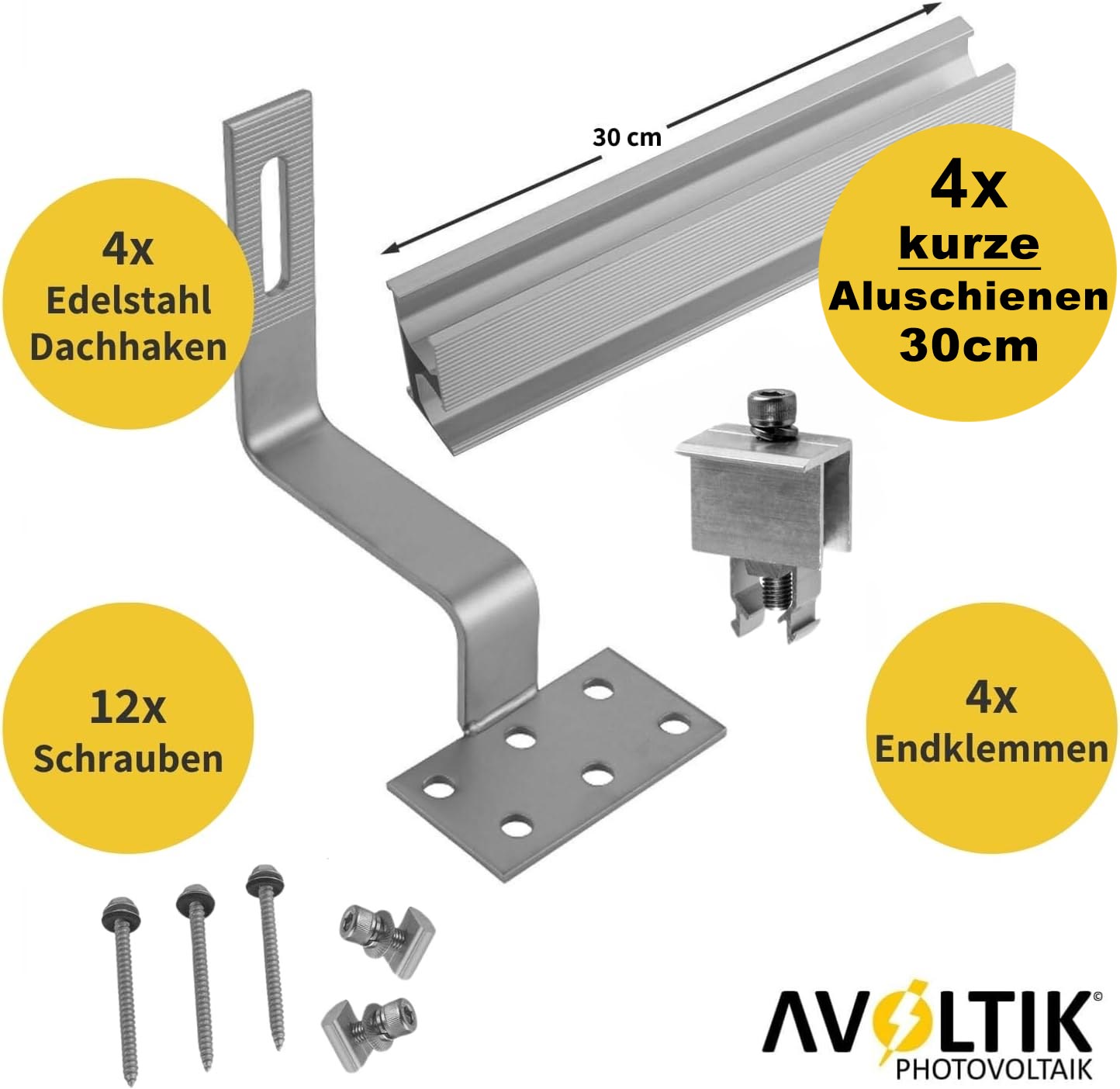 Avoltik Solarpanel Ziegeldach Befestigung Montageset/ Montagesystem für Panele von 30-40mm