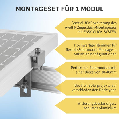 Avoltik Solarpanel Ziegeldach Befestigung Montageset/ Montagesystem für Panele von 30-40mm