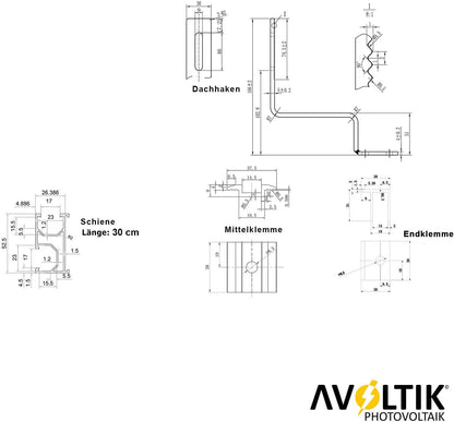 Avoltik Solarpanel Ziegeldach Befestigung für Paneele Schema 2