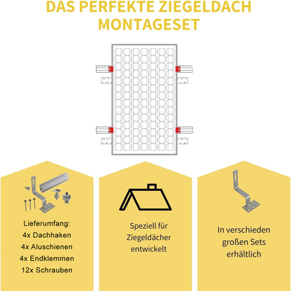 Avoltik Solarpanel Ziegeldach Befestigung Montageset/ Montagesystem für Panele von 30-40mm