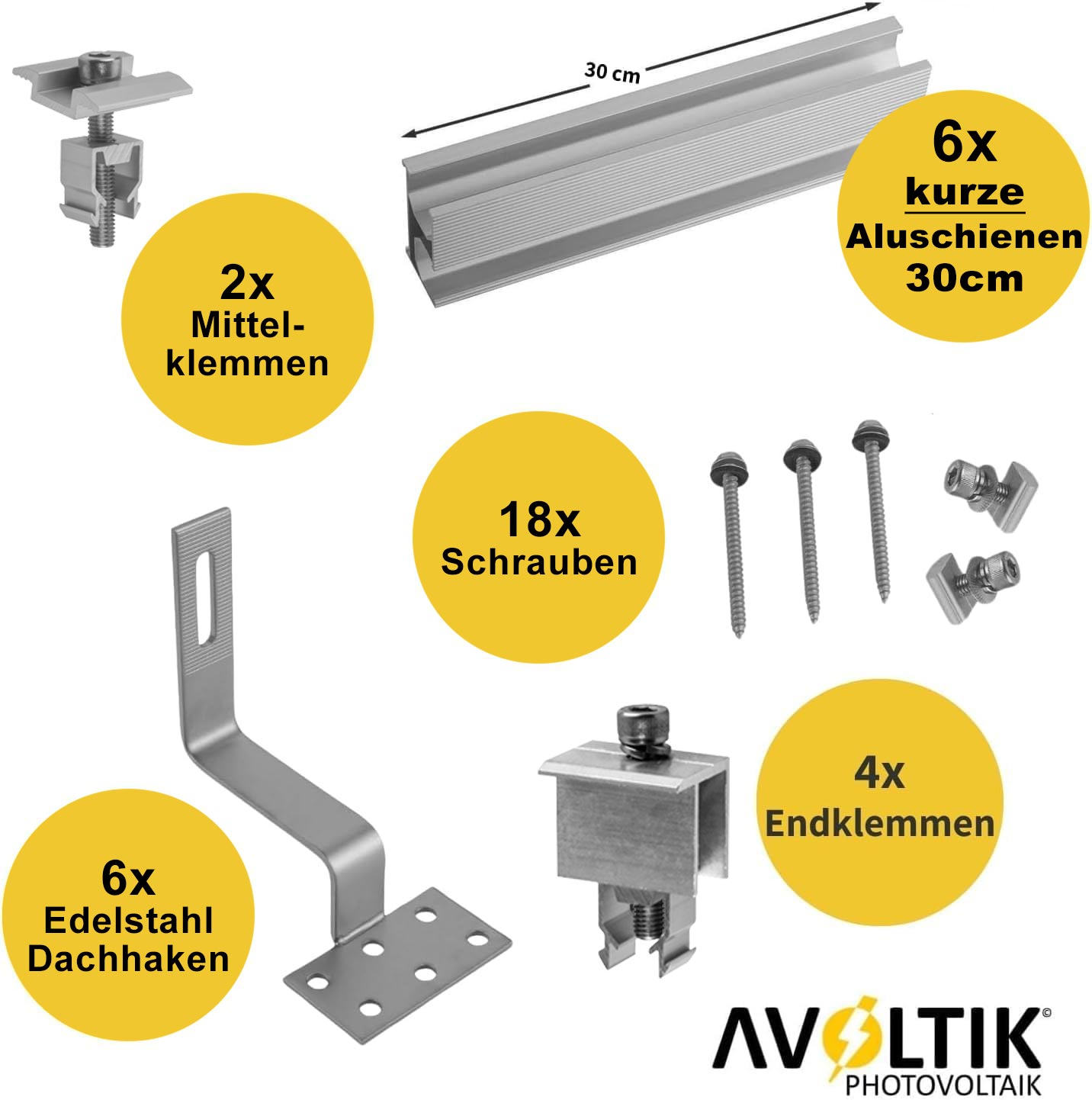 Avoltik Solarpanel Ziegeldach Befestigung Montageset/ Montagesystem für Panele von 30-40mm
