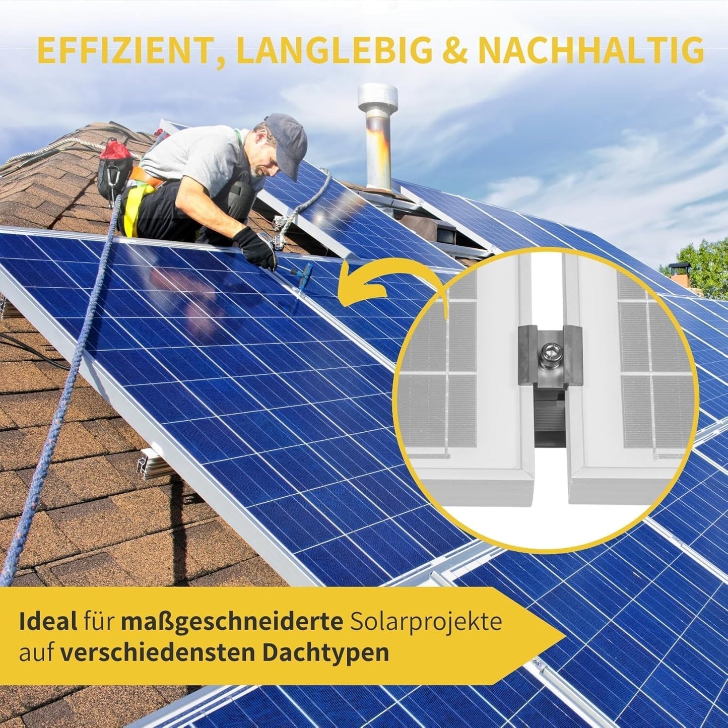 Avoltik Solarpanel Ziegeldach Befestigung Montageset/ Montagesystem für Panele von 30-40mm
