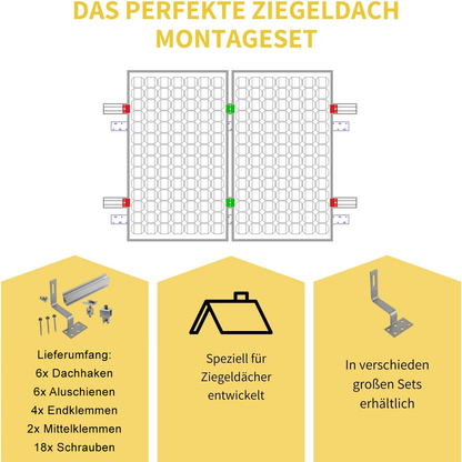 Avoltik Solarpanel Ziegeldach Befestigung Montageset/ Montagesystem für Panele von 30-40mm