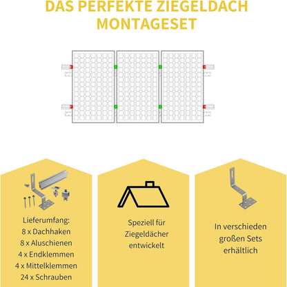 Avoltik Solarpanel Ziegeldach Befestigung Montageset/ Montagesystem für Panele von 30-40mm