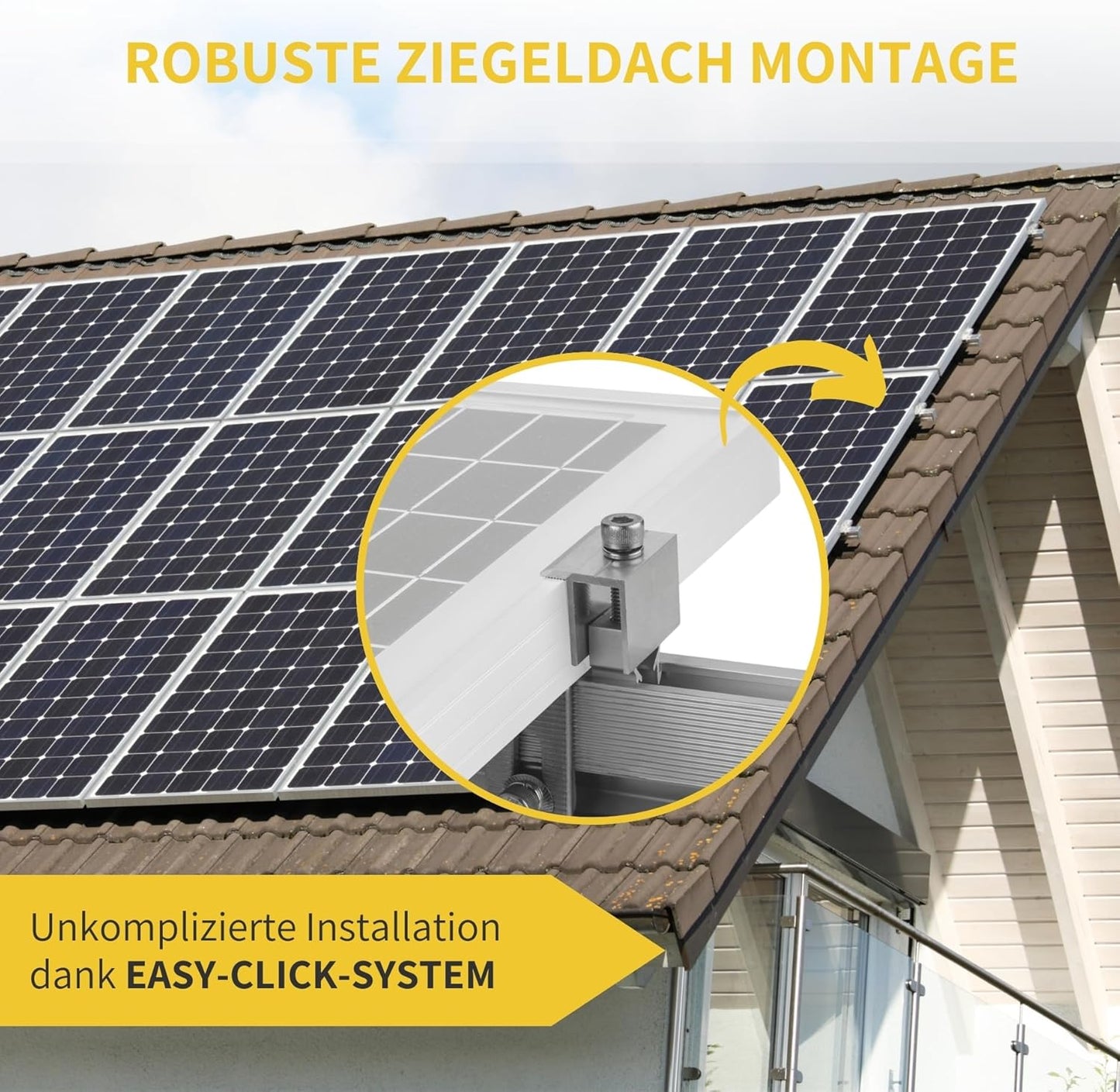 Avoltik Solarpanel Ziegeldach Befestigung Montageset/ Montagesystem für Panele von 30-40mm