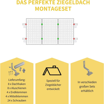 Avoltik Solarpanel Ziegeldach Befestigung Montageset/ Montagesystem für Panele von 30-40mm