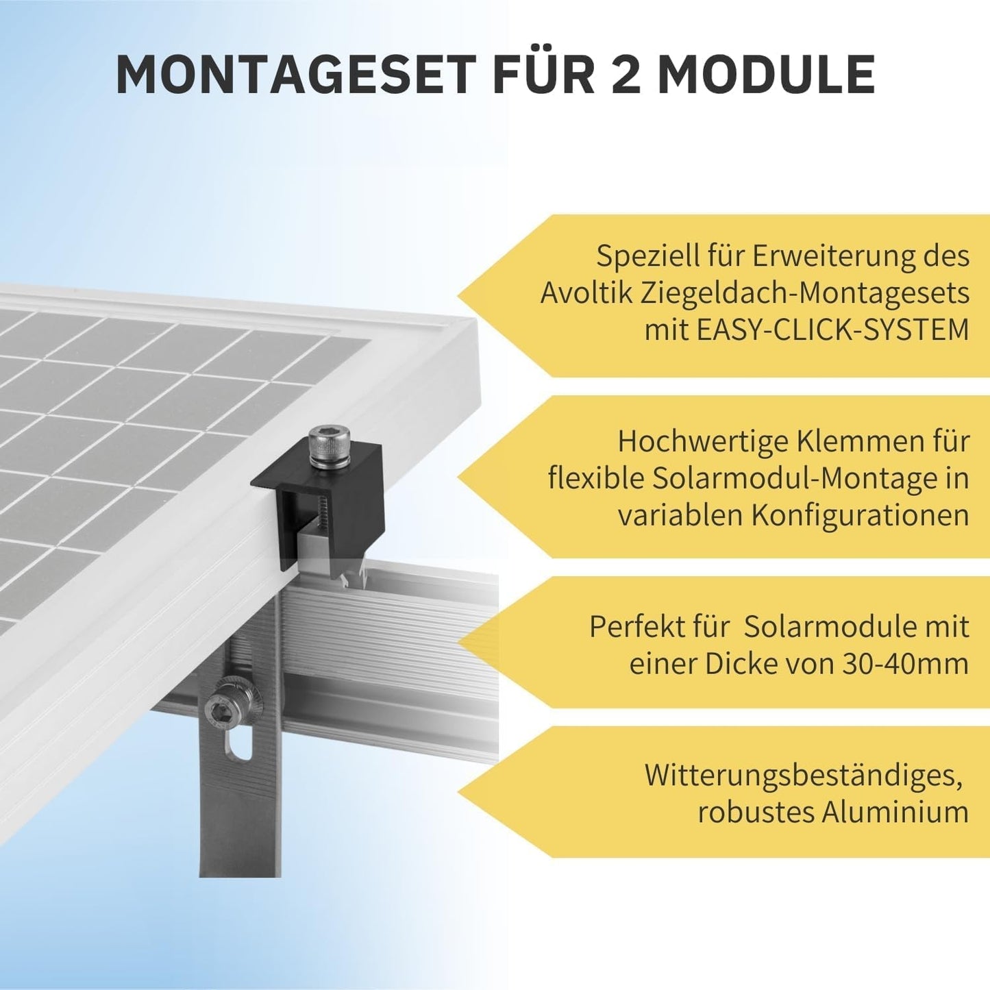 Avoltik Halterung Ziegeldach Montageset für Solarmodule 30-40 mm dicke schwarz Edelstahl Haken
