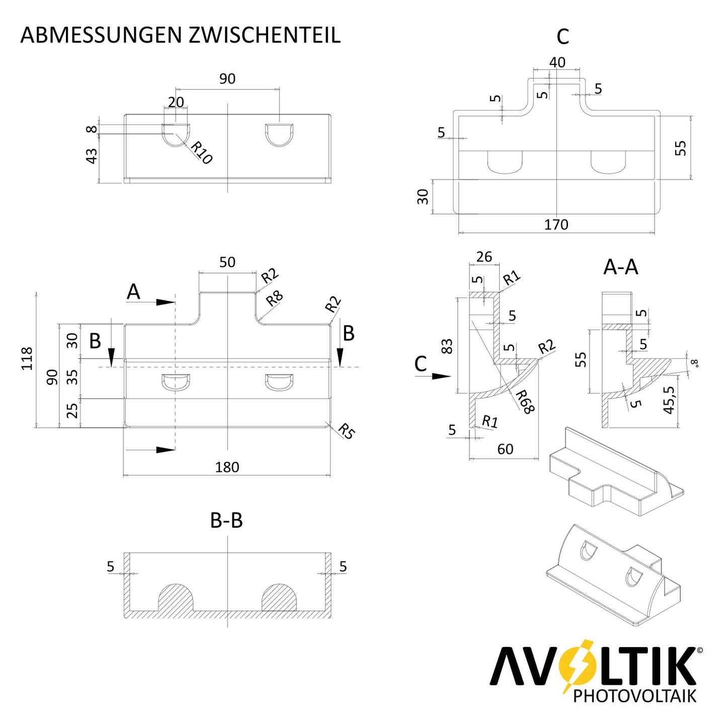 Avoltik 7er Set ABS Solarmodul Eck Halterung verstellbar Dach Befestigung Montage