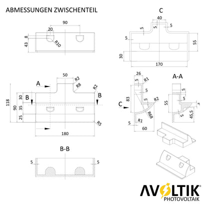 Avoltik 7er Set ABS Solarmodul Eck Halterung verstellbar Dach Befestigung Montage