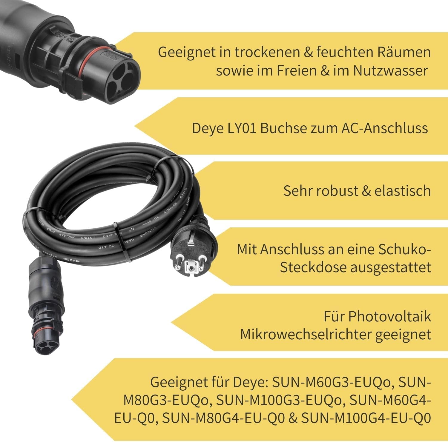 Avoltik Anschlusskabel LY01 Deye auf Schuko Produktinformationen