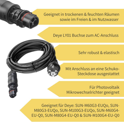 Avoltik Anschlusskabel LY01 Deye auf Schuko Produktinformationen