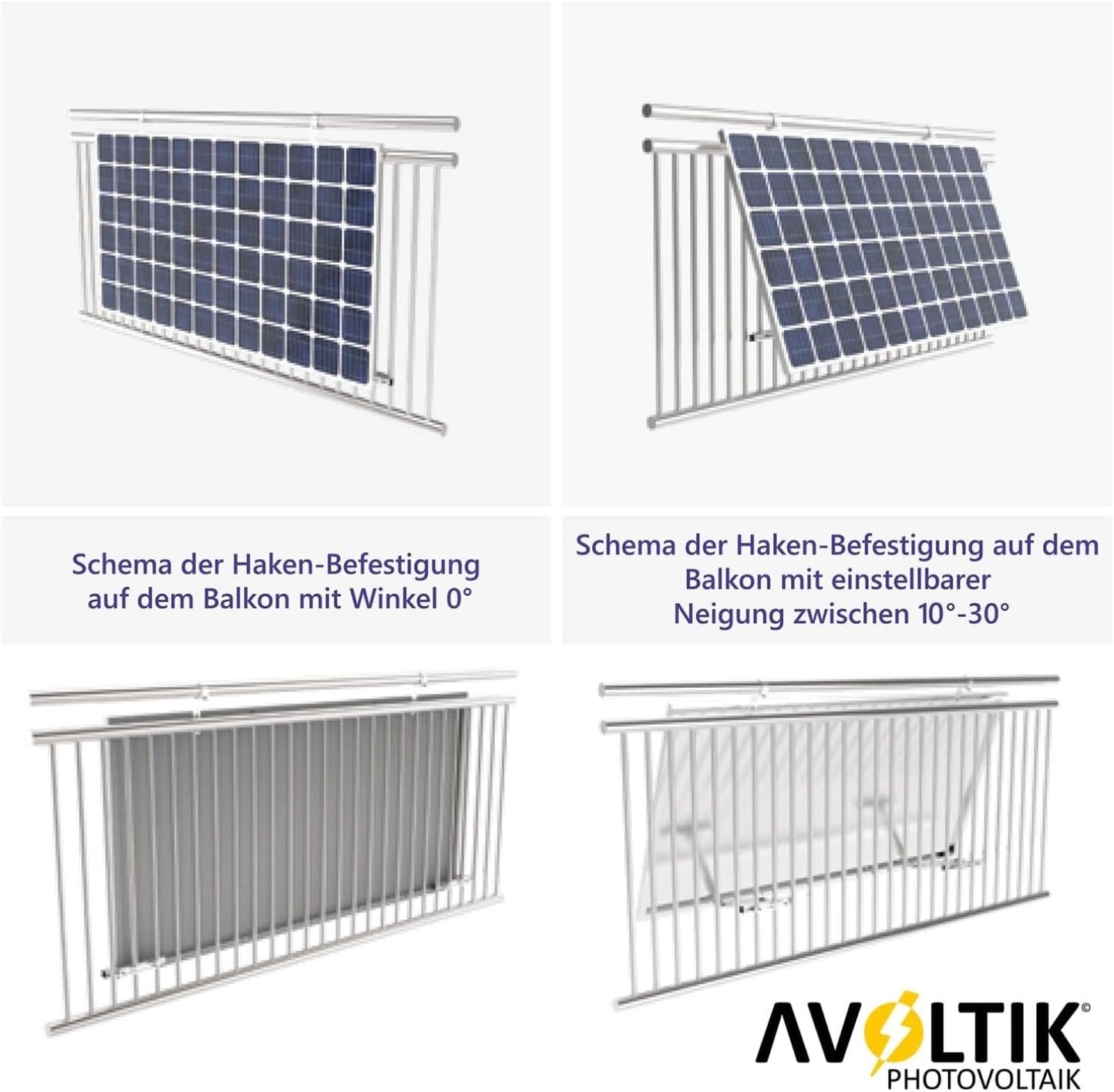 Avoltik Balkonhalterungsset für ein Solarpanel Möglichkeiten der Neigung
