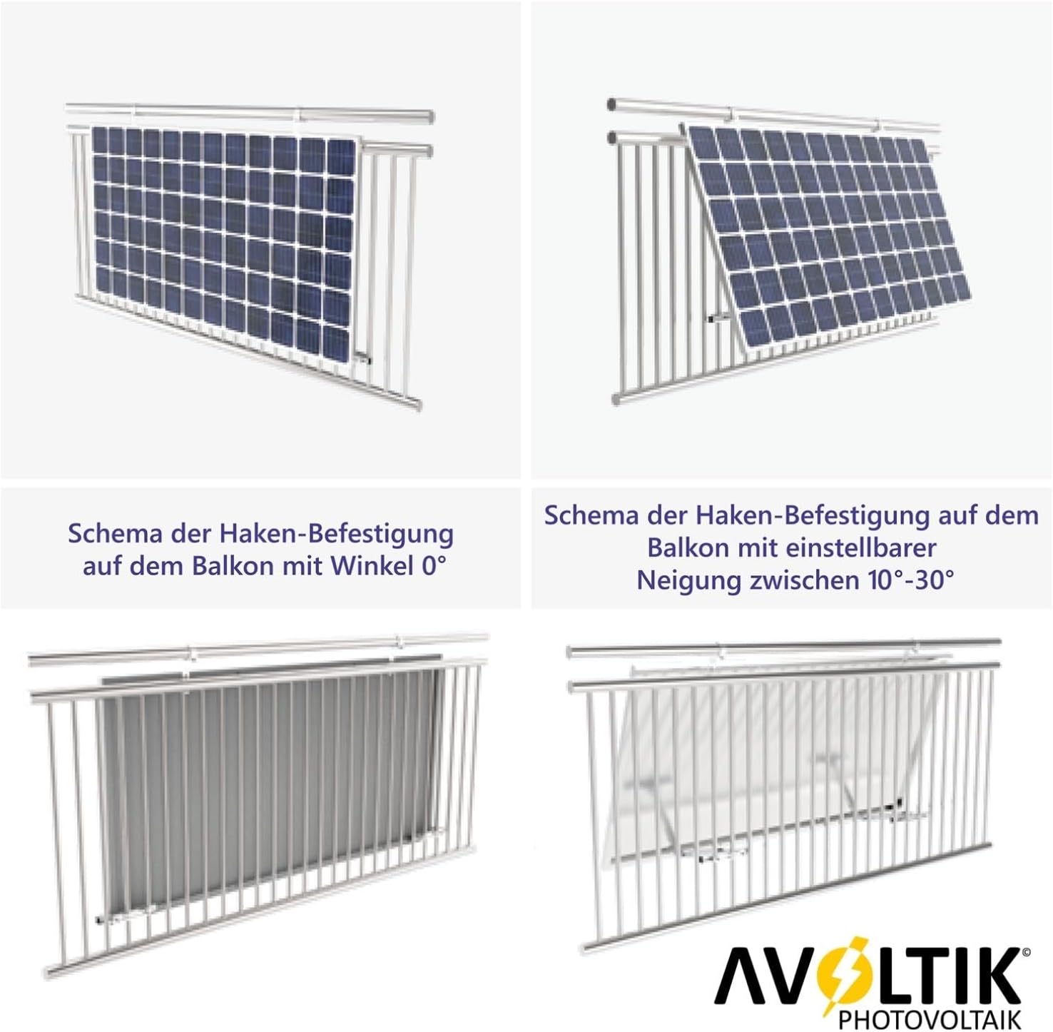 Avoltik Balkonhalterungsset für ein Solarpanel Möglichkeiten der Neigung