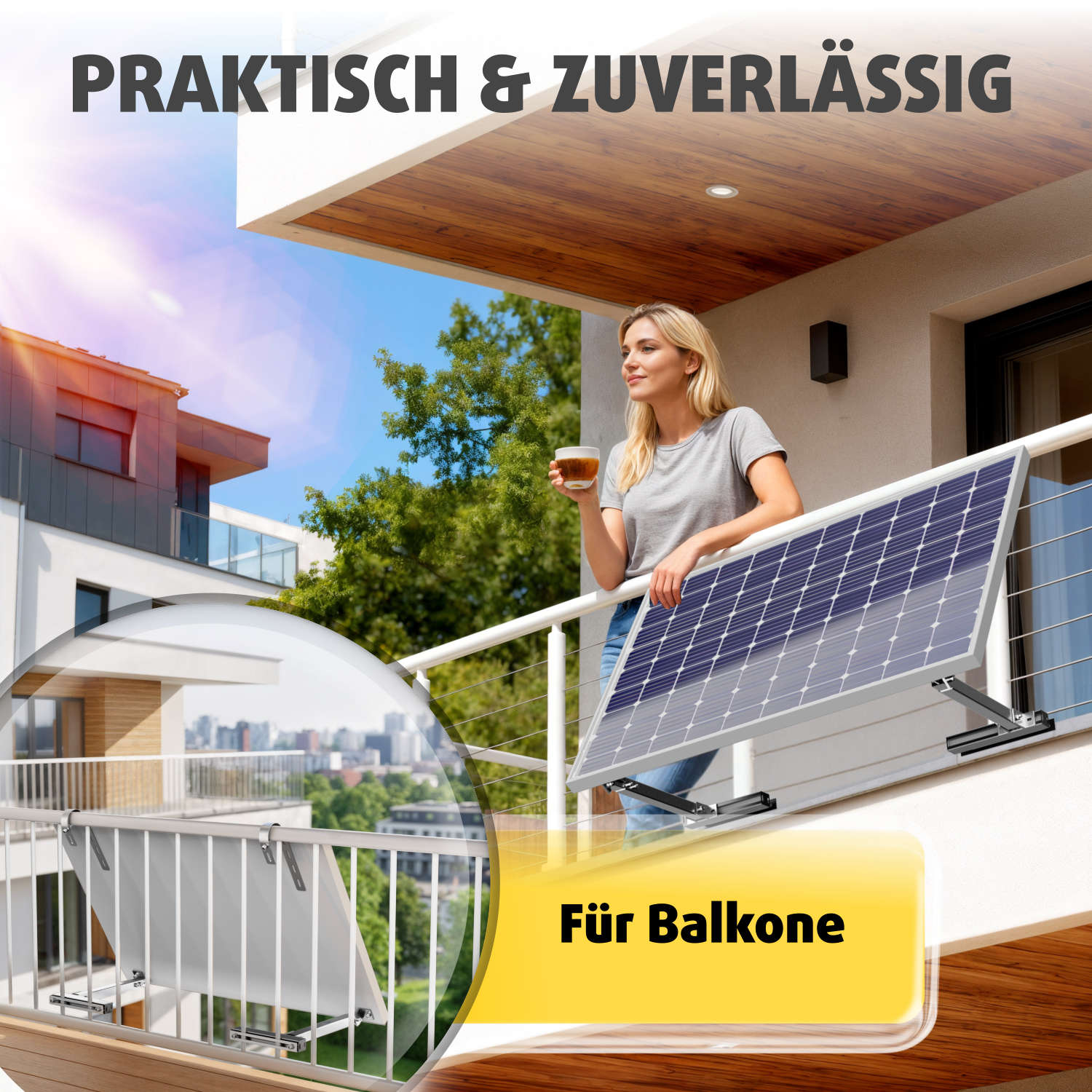 Avoltik alkonhalterungsset für ein Solarpanel - Praktisch und Zuverlässig für Balkone
