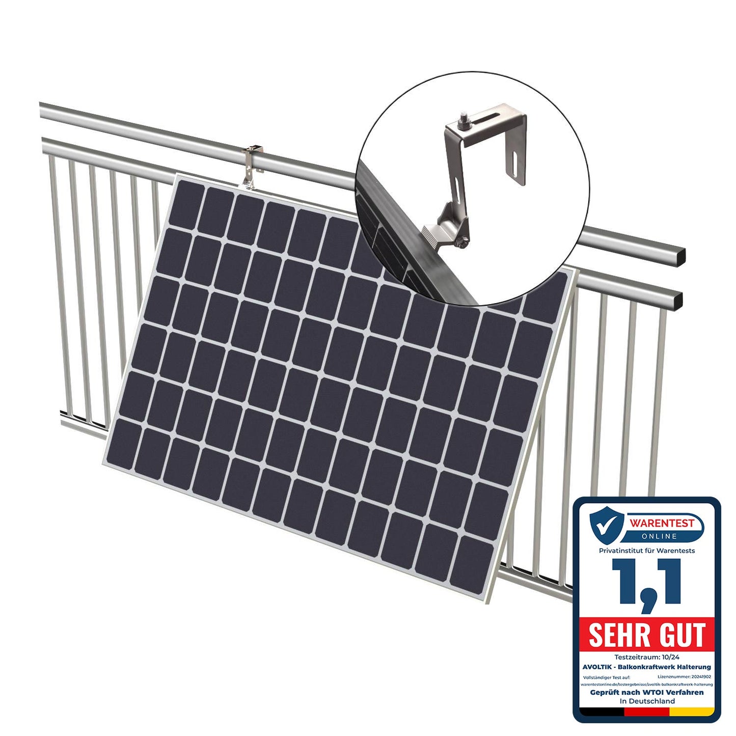 Avoltik Balkonkraftwerk Halterung Balkon für alle Solarpanel-Größen für eckige Geländer