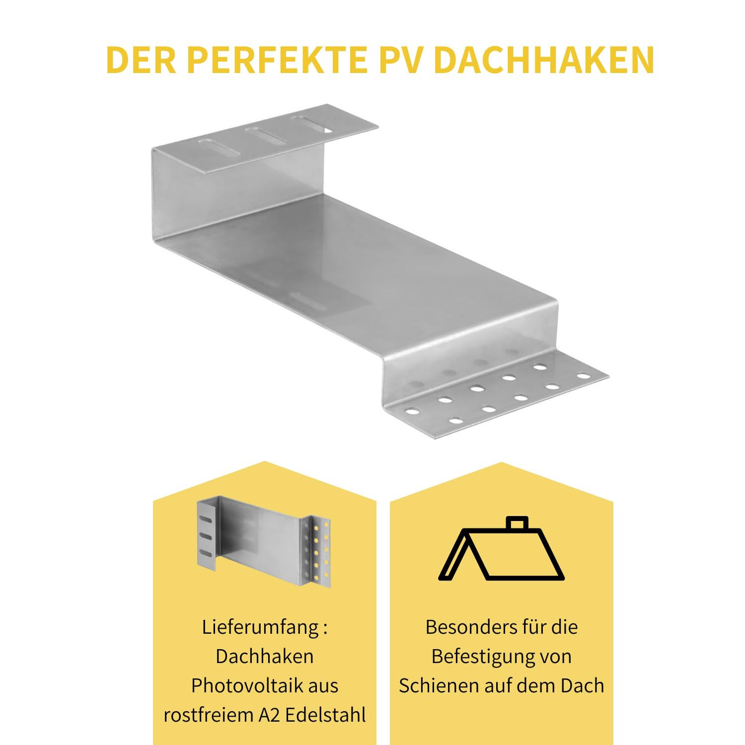 Avoltik Biberschwanz Edelstahl Doppeldeckung 300mm. Der Perfekte PV Dachhaken