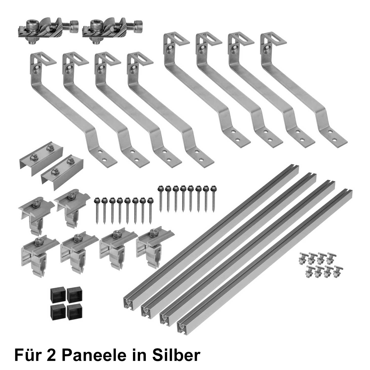 Avoltik Biberschwanz Montageset für 2  Paneele in Silber Produktbild