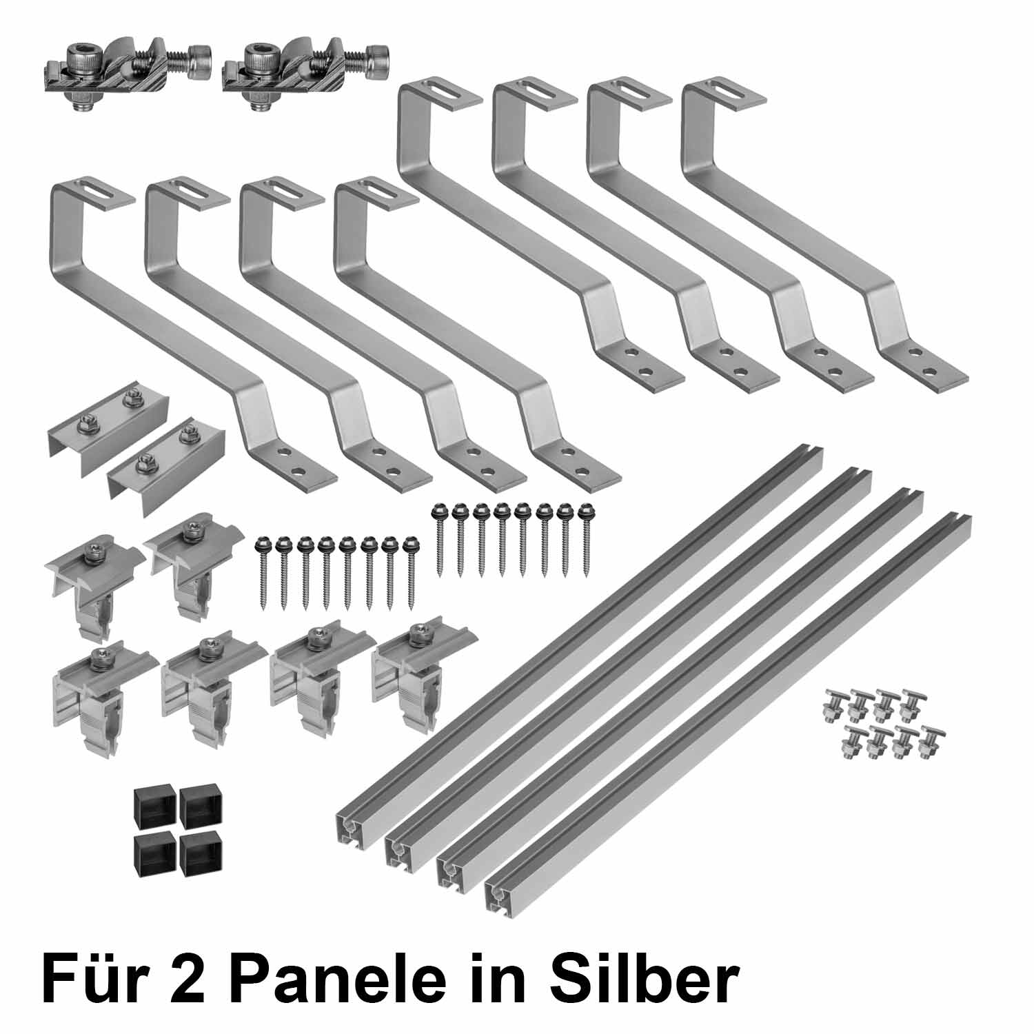 Avoltik Biberschwanz Montageset für 2 Paneele in Silber Produktbild