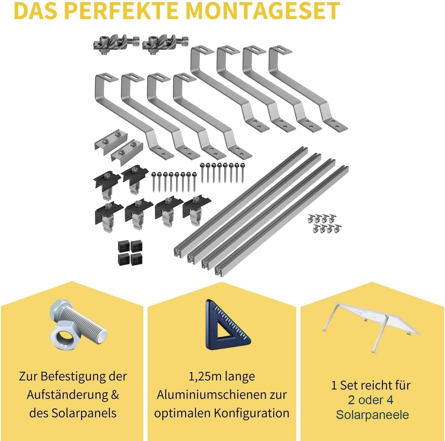 Avoltik Biberschwanz Montageset für 2 oder 4 Paneele in Silber oder Schwarz: Das Perfekte Montageset