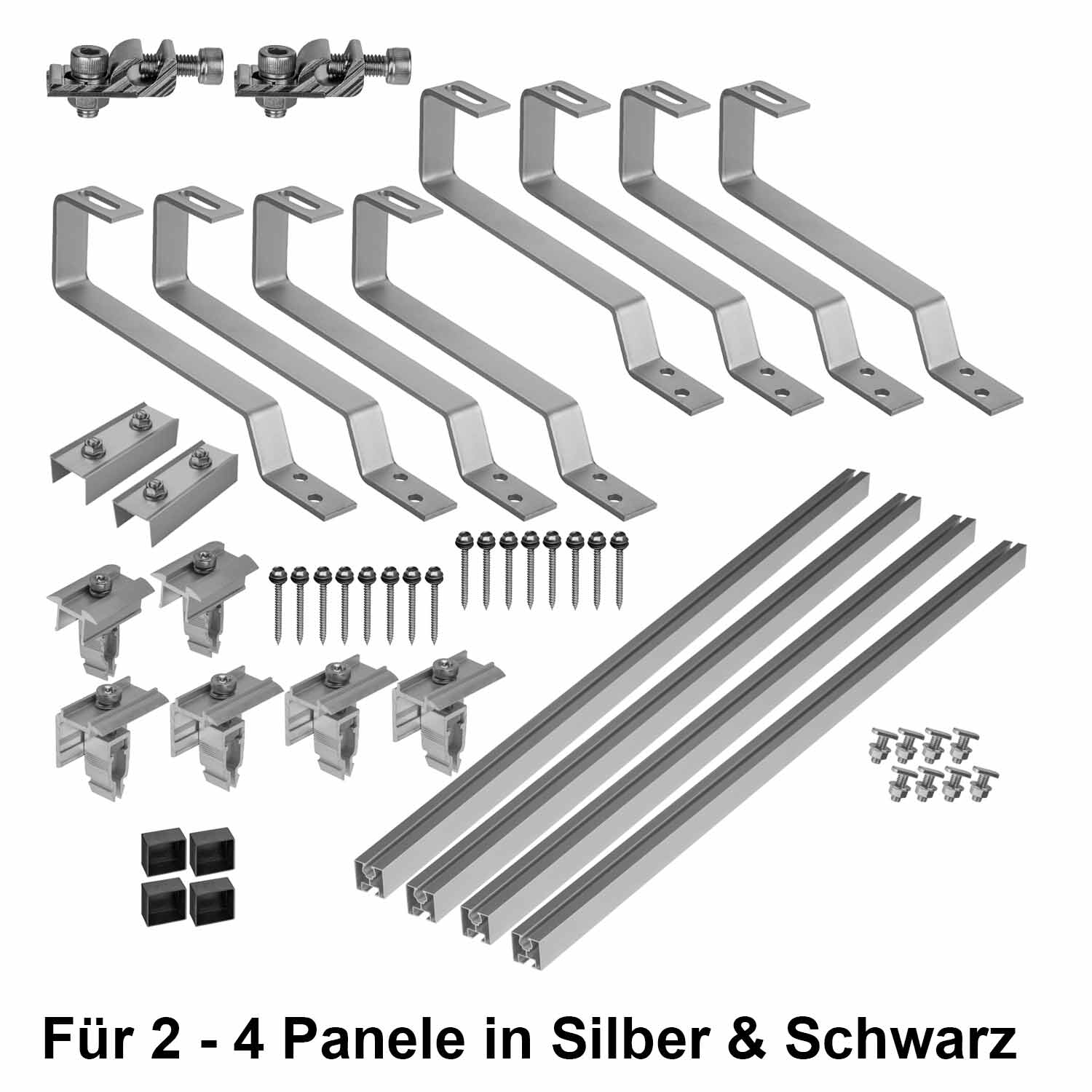 Avoltik Biberschwanz Montageset für 2 oder 4 Paneele in Silber oder Schwarz Produktbild