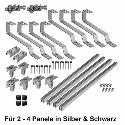 Avoltik Biberschwanz Montageset für 2 oder 4 Paneele in Silber oder Schwarz Produktbild