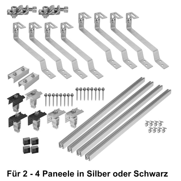 Avoltik Biberschwanz Montageset für 2 oder 4 Paneele in Silber oder Schwarz