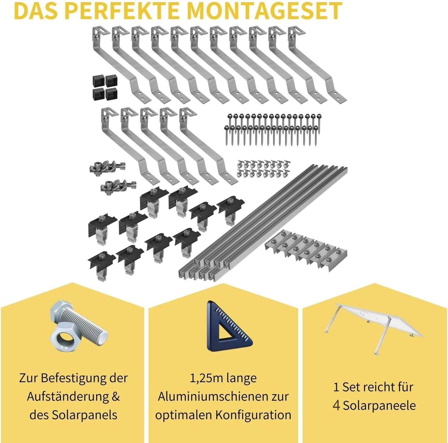Avoltik Biberschwanz Montageset für 4  Paneele in Schwarz: Das Perfekte Montageset