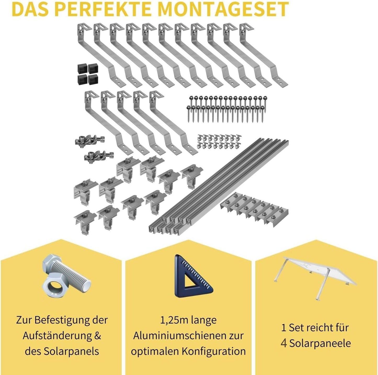 Avoltik Biberschwanz Montageset für 4  Paneele in Silber: Das Perfekte Montageset