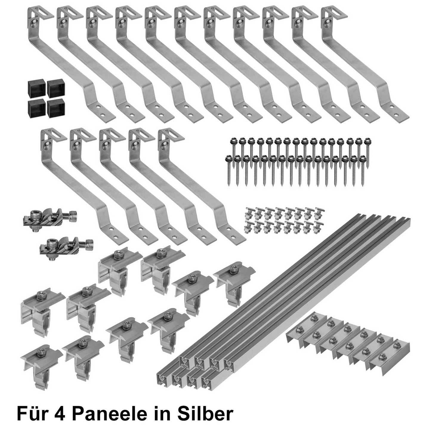 Avoltik Biberschwanz Montageset für 4  Paneele in Silber Produktbild
