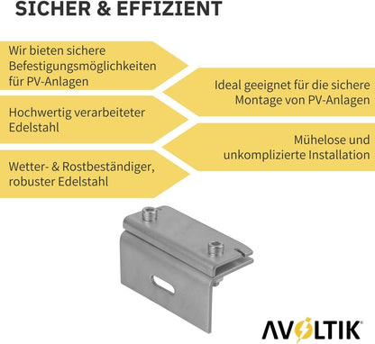 Avoltik Dachfalzklemme/ Edelstahl 1.4301 Sicher & Effizient. Produkthinweise
