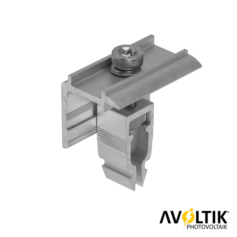 Avoltik Endklemme Silber Easy-Click für das Avoltik Ziegeldachset  30-45 mm