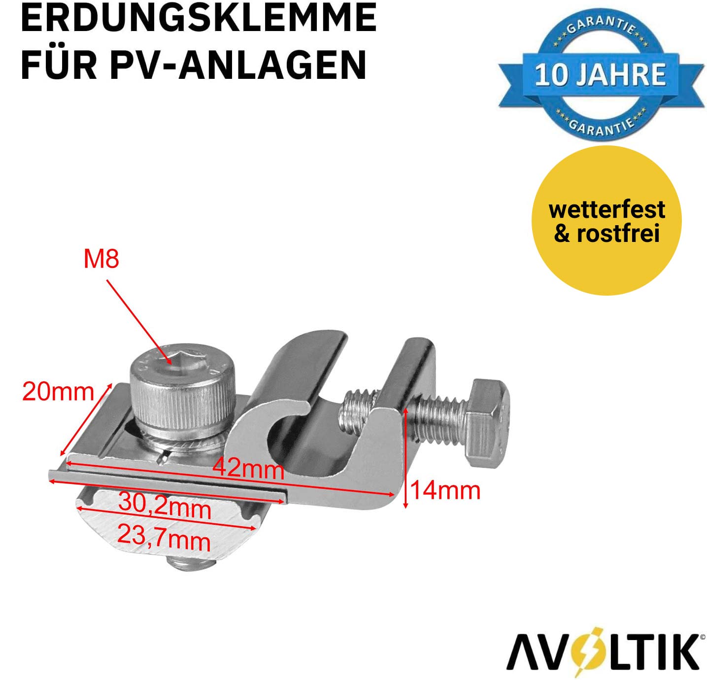 Avoltik Erdungsklemme Abmessungen
