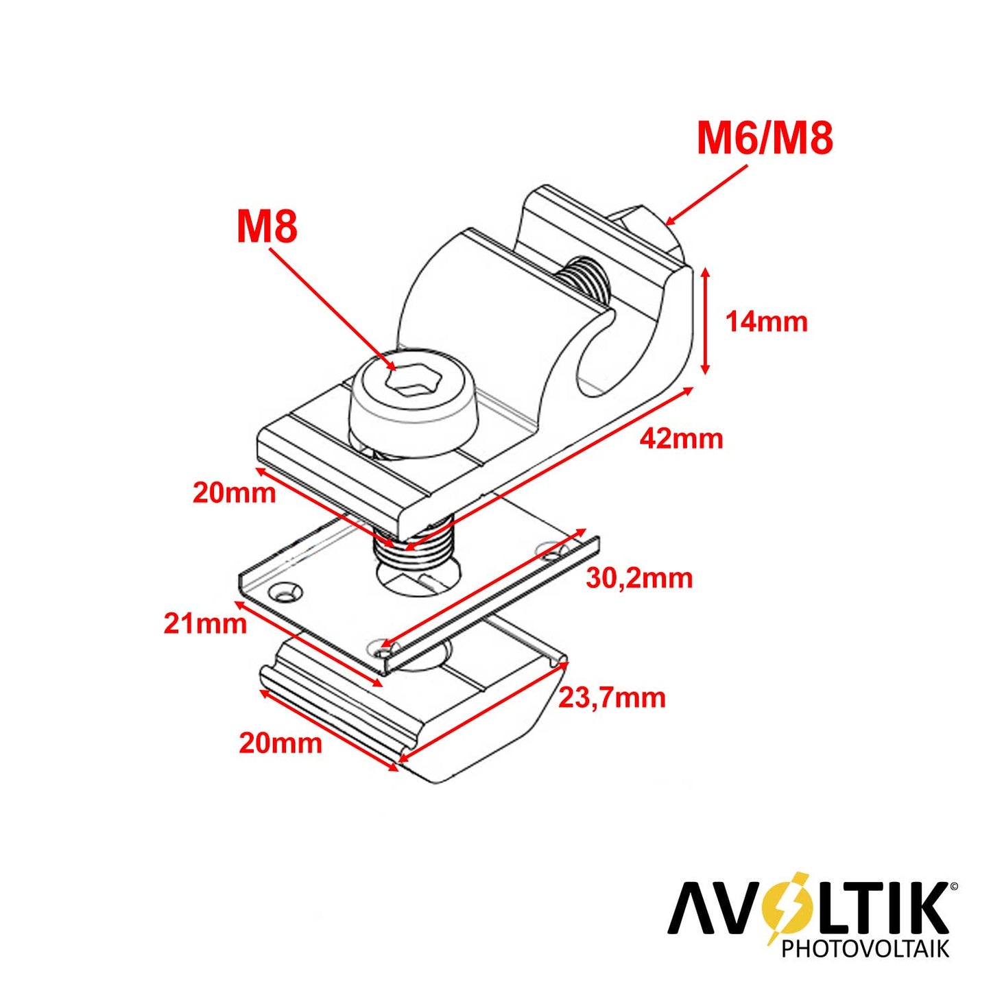 Avoltik Erdungsklemme Bemaßung Zeichnung Details