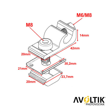 Avoltik Erdungsklemme Bemaßung Zeichnung Details