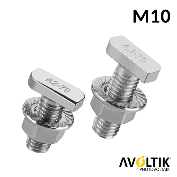 Avoltik Hammerkopfschrauben M10 I Schrauben aus A2 Edelstahl inkl. Muttern zur PV-Modul Montage