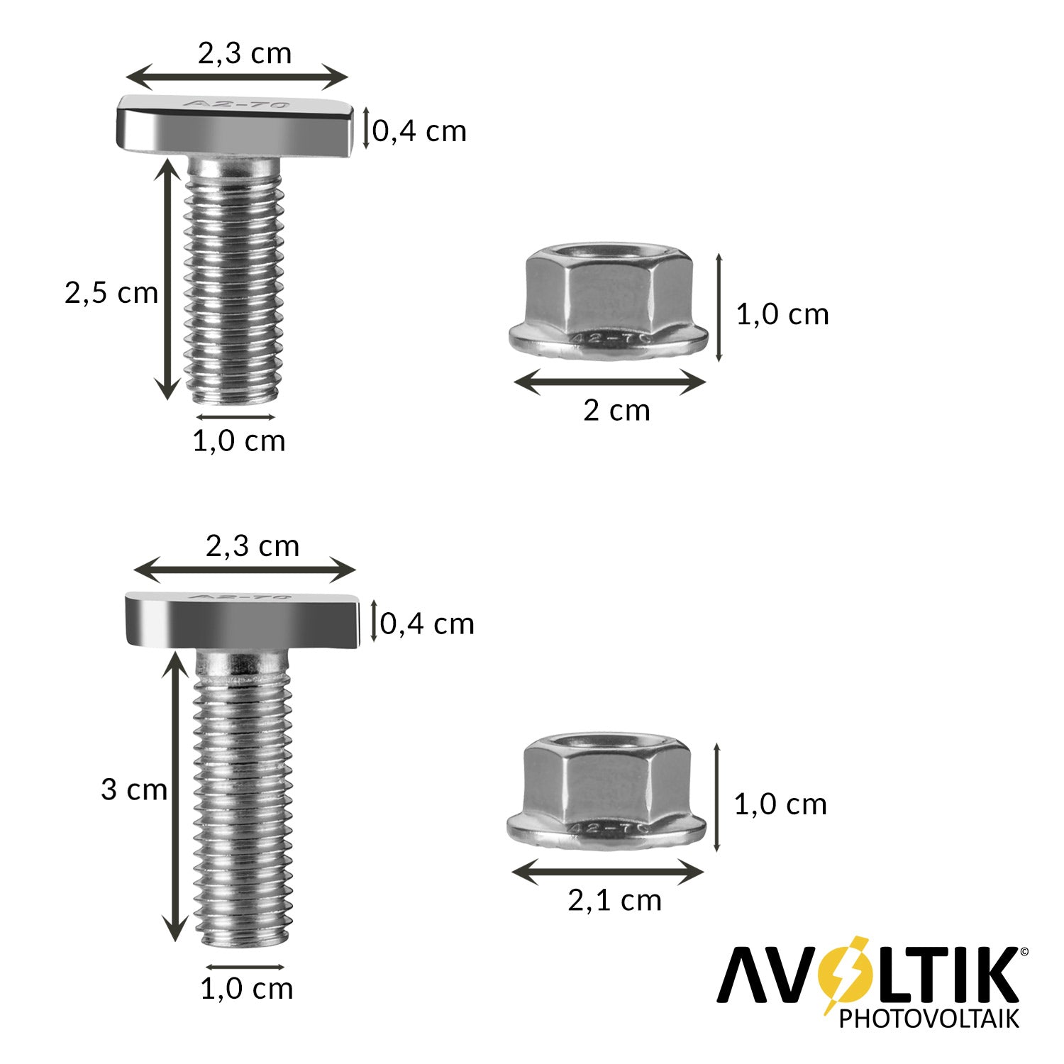 Avoltik Hammerkopfschraube  M10 25mm und 30mm Bemaßung