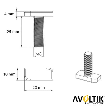 Avoltik Hammerkopfschraube  M8 25mm Abmessungen