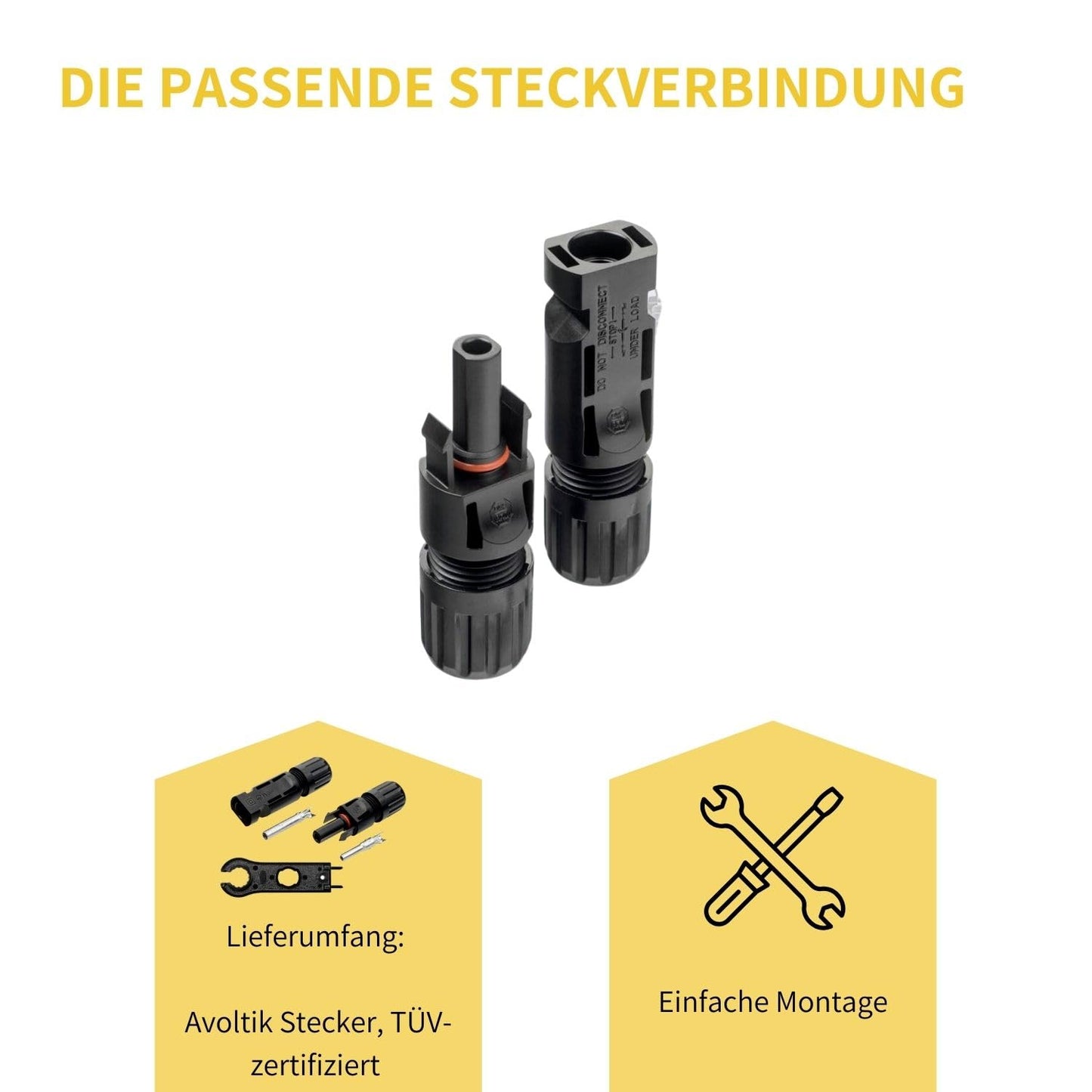 Avoltik MC4 Stecker ( Buchse + Stecker ) DC Steckverbinder für 2,5 – 6mm² / Schutz IP67 Lieferumfang, Einfache Montage