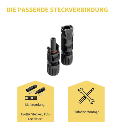 Avoltik MC4 Stecker ( Buchse + Stecker ) DC Steckverbinder für 2,5 – 6mm² / Schutz IP67 Lieferumfang, Einfache Montage