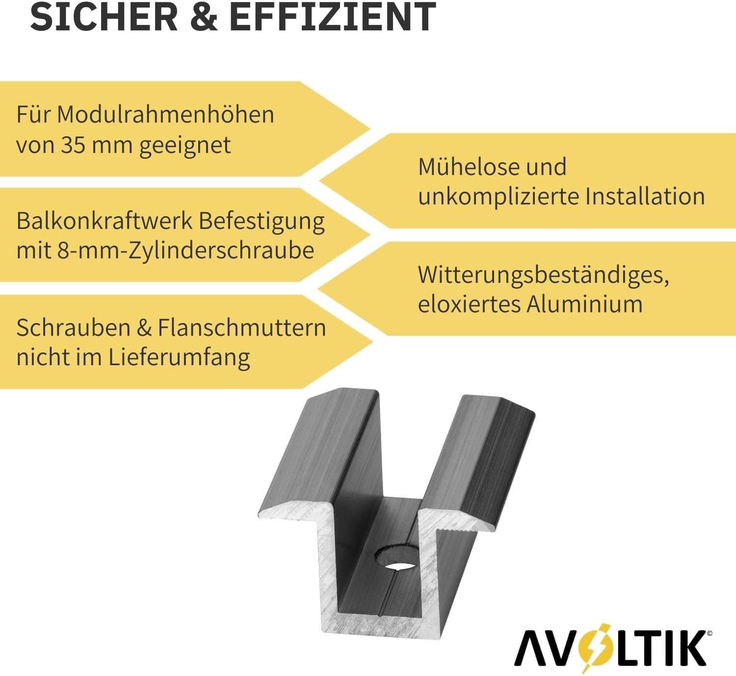 Avoltik Mittelklemme 25 - 40 mm in Silber oder Schwarz Produktinformationen