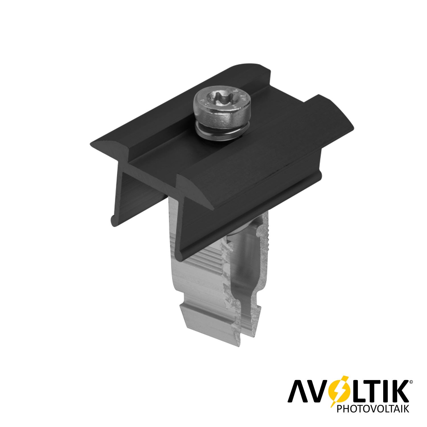 Avoltik Mittelklemme Schwarz Easy-Click für das Avoltik Ziegeldachset 30-45 mm Produktbild