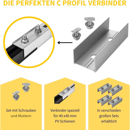 Avoltik Montageschiene C Profilverbinder für 40X40 Aluprofile mit Schrauben Lieferumfang, Produkthinweise