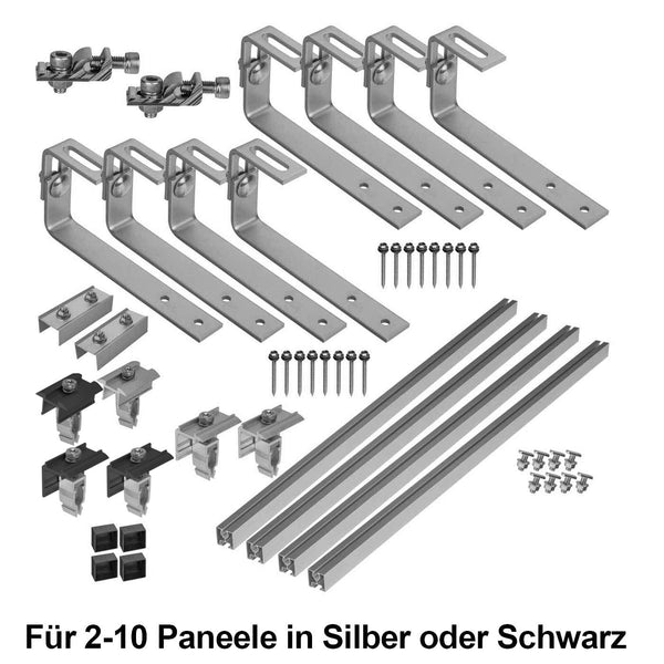 Avoltik Montageset Bitumendach für 2 bis 10 Paneele in Silber oder Schwarz